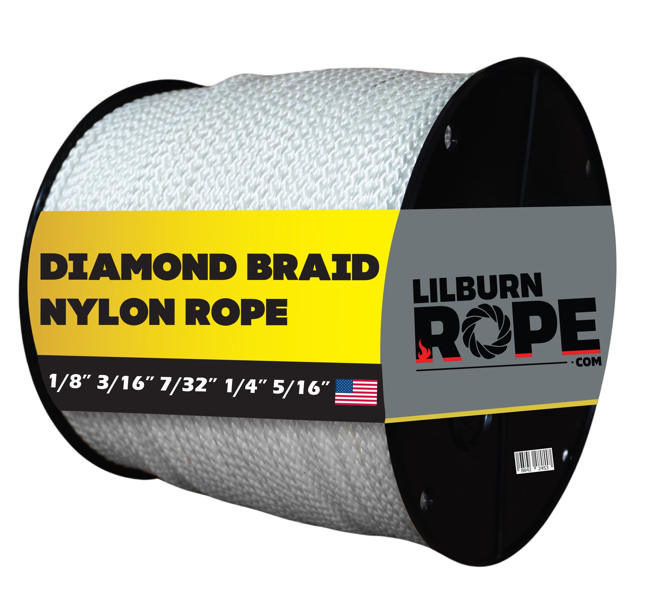 Diamond Braid Nylon Lightweight White Rope